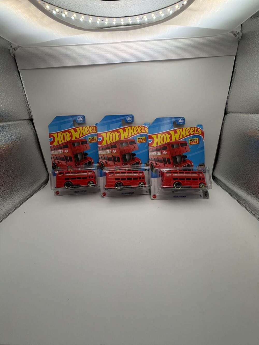 Hot Wheels Trouble Decker Red HW Metro 2023 #202 (Lot of 3)